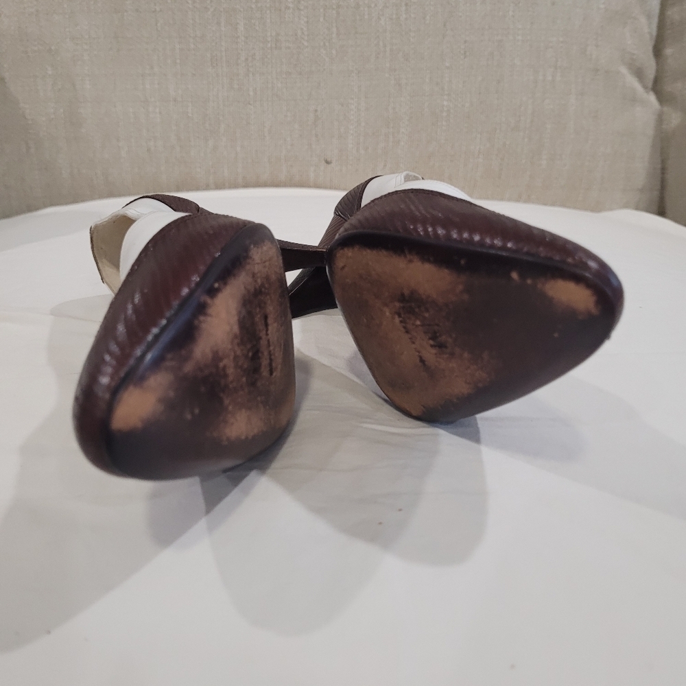 Bruno Magli Two-Tone Brown and White Heels - Picture 7 of 10